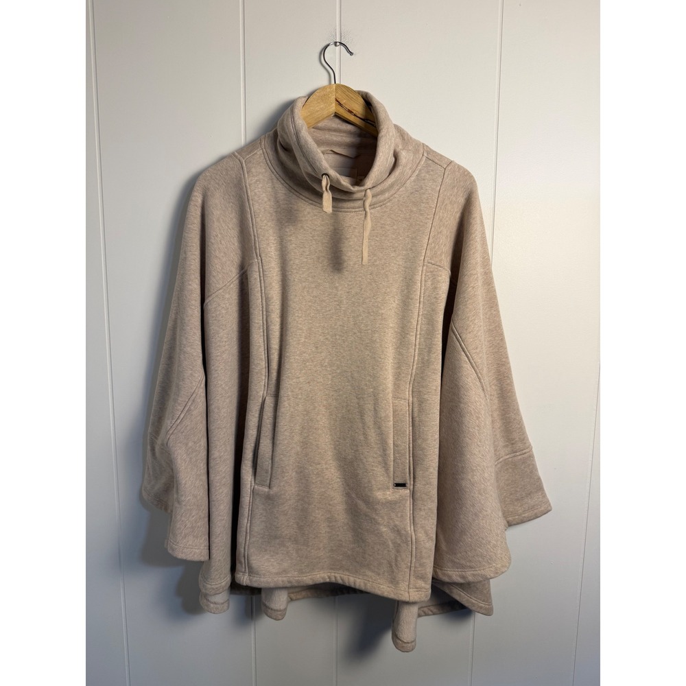 UGG Ashlee Double Face Poncho XS/S Oatmeal Heather Fleece Funnel Neck UA6132W
